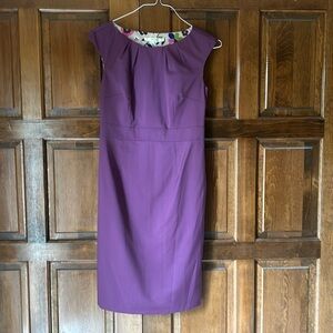 Boden Purple Dress with Pleated Neckline